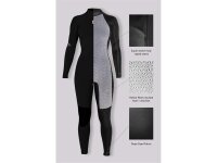 SISSTR Evolution 7 SEAS 5.4mm Eco Wetsuit Chest Zip Neopren Haube Frauen Fullsuit sort