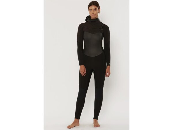 SISSTR Evolution 7 SEAS 5.4mm Eco Wetsuit Chest Zip Neopren mit Haube fÃ¼r dame Fullsuit sort StÃ¸rrelse 12 â€“ vÃ¥ddragt