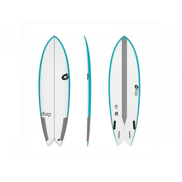 Surfboard TORQ Epoxy TEC Quad Twin Fish 6.0 Rail blau